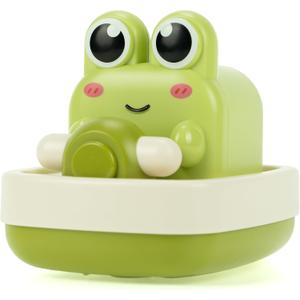 DUCKBOXX XX Wind-up Boating Frog Bath Toy with Spin Propeller, No Battery Mold-Free Anti-Rust Interactive Montessori Toy for Kids