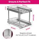 2-Tier Pull-Out Cabinet Organizer with Heavy-Duty Steel Frame, Full-Extension Sliding Shelves, Holds 100 lbs, Easy Install for Kitchen, Pantry & Under Sink Cabinets, 12" W x 21D x 16.5" H