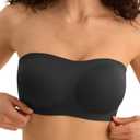 Cuteio Wireless Strapless Bras for Women, Seamless Bandeau Bralette with Light Padding, Anti-Slip Tube Top Bra L