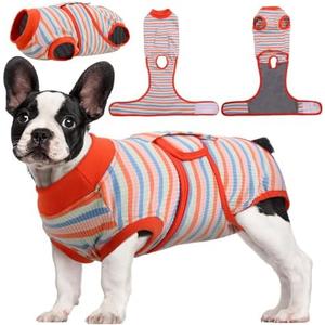 Kuoser Recovery Suit for Dogs Cats After Surgery, Professional Pet Recovery Shirt Dog Abdominal Wounds Bandages, Substitute E-Collar & Cone,Prevent Licking Dog Onesies Pet Surgery Recovery Suit, Small