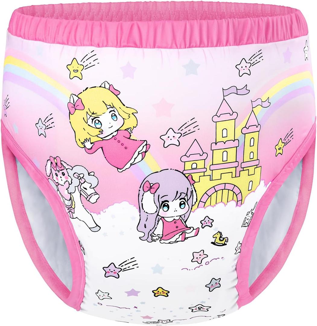 Littleforbig Soft Silky Underwear Comfortable Washable Reusable Adult Training Pants - Fairy Littles in Dreamland Design, M (Pink)