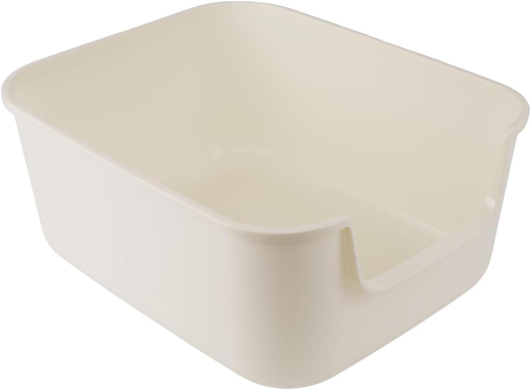 Large Cat Litter Box with High Sides,Cat Boxes for Indoor Cats,Cat Litter Pan for Kitty,Litter Box with Low Entry,Easy to Clean,Anti-Splashing (White), 
19.6"L x 15.7"W x 8.6"H
