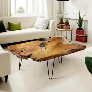 Natural Wood Coffee TableUnique Live Edge Coffee Table for Living Room (Large)