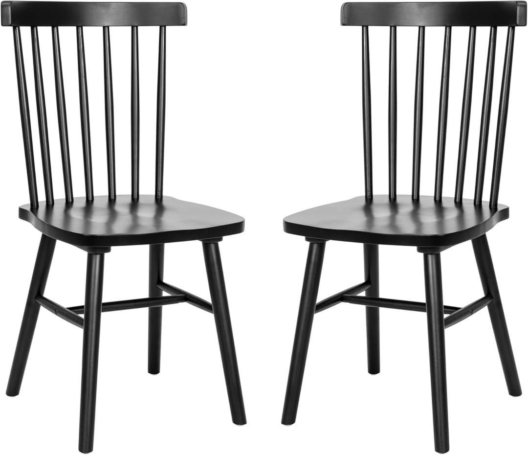 Flash Furniture Ingrid Commercial Windsor Solid Wood Dining Room Chairs, Modern Armless Dining Chairs for Kitchens and Restaurants, Set of 2, Black