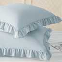 KKJIAF Ruffle Pillow Cases 26x26 Inches, Dusty Blue Square Ruffled Pillow Covers Set of 2, Microfiber Wrinkle Resistant Pillow Shams with Envelope Closure for Sofa Bed Living Room
