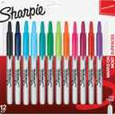 Sharpie Retractable Fine Tip Permanent Markers, Assorted Colors, 12 Count