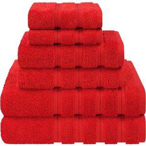 American Soft Linen Luxury 6 Piece Towel Set, 2 Bath Towels 2 Hand Towel 2 Washcloths, 600 GSM 100% Cotton Turkish Towels for Bathroom, Red Towel Sets