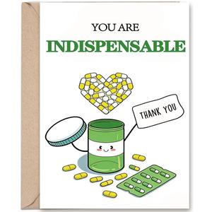 4 x OJsensai Cute Thank You Card for Doctor Nurse Pharmacy, Funny Appreciation Cards for Men Women, Medical Staff Gratitude Gifts, 8 x 5.3 inches