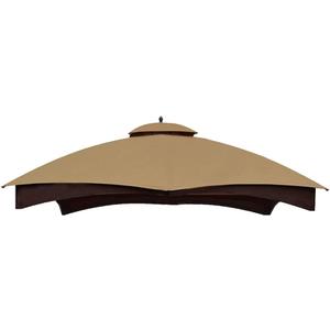 Hugline Outdoor Replacement Canopy Top Double Tier Gazebo Roof Cover for Lowe's Allen Roth 10x12 Gazebo #GF-12S004B-1 (Khaki)
