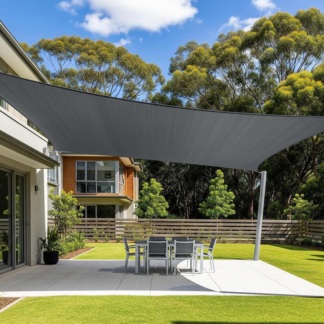 Cool Area Sun Shade Sail 16x20FT Rectangle Shade Canopy Outdoor Sunshade for Patio Backyard Garden, Graphite Grey