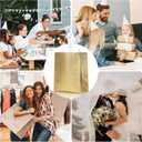 16 Pcs Metallic Bling Small Gift Bags Bulk with Cardboard Bases, Glossy Gold Reusable Party Bags for Birthday, Wedding, Christmas, Parties- 10.2x3.9x8.3 In