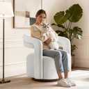KISLOT, Swivel Accent Chair, Modern Arm Chair with Wooden Base, Cream, 2PCS, Set of 2
