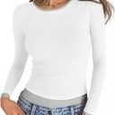 Cicy Bell Womens Long Sleeve Tops Patchwork Crewneck Slim Fit Shirts Going Out Casual Fall Basic Tees (S)