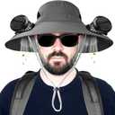 Solar Fan Hat for Men, Wide Brim Solar Fan hat,hat with Solar Fans Built in, Outdoor hat with Fans (XX-Large, Darkgrey)