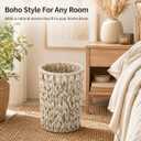 Varku 2 Pcs Wicker Trash Cans,11 in Boho Trash Cans Handwoven Plastic Rattan Trash Can Waste Baskets with Wide Opening, Waterproof Waste Bin for Bathroom, Bedroom, Office, Home（2 Gallon）