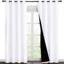 NICETOWN 100% Blackout Window Curtain Panels, Cold and Full Light Blocking Drapes with Black Liner for Nursery, 86 inches Drop Thermal Insulated Draperies (White, 2 Pieces, 55 inches Wide Each Panel)