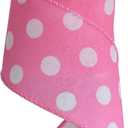 TONIFUL 2.5 Inch Wired Edge Ribbon, Baby Pink Polka Dots Burlap Ribbon, Summer Spring Wired Ribbon, for Gift Wrapping, Wreath Bows Making, Crafts Home Decoration, Easter Decor（Baby Pink, 6yds）