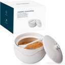 KITCHENDAO Porcelain Sugar Bowl with Lid and Spoon  Dust Free- Ceramic Sugar Holder Container for Countertop Kitchen Coffee, Dishwasher Oven Freezer Safe, 11OZ