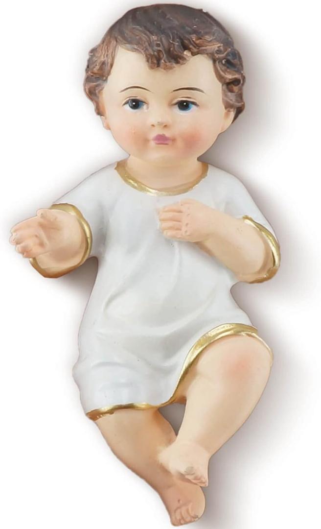 Resin Baby Jesus Figurine in Holy Cloth - Nativity Collectible Statue and Holy Faith Gifts (4 inch)