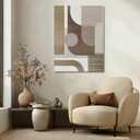 ZENPEE Neutral Beige/Taupe Geometric Wall Art, Minimalist Abstract Canvas Print, Framed & Ready to Hang, Modern Decor for Living Room and Bedroom, 32 x 24 Inches