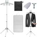 Foldable Garment Steamer Hanger Stand with Ironing Gloves, Adjustable Steamer Rack Included Lint Remover & Storage Bag, 2 Clips&Portable Ironing Board for Suits Shirts Coats Portable Travel Home Use