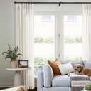 Pinch Pleated Linen Curtains 108 Inches Long for Living Room with Hooks Rings Back Tab Pinch Pleat Drapes for Track System Cream Ivory Light Filtering Semi Sheer 108 Inch Curtains for Dining Bedroom, Natural