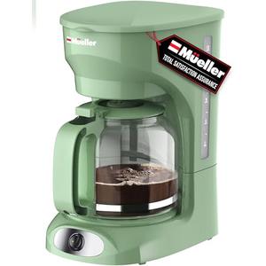 MÜELLERHOME 12-Cup Drip Green Coffee Maker, Borosilicate Carafe, Auto-Off, Reusable Filter, Anti-Drip, Keep-Warm Function, Clear Water Level Window, Green Kitchen Accessories & Décor Set of 2