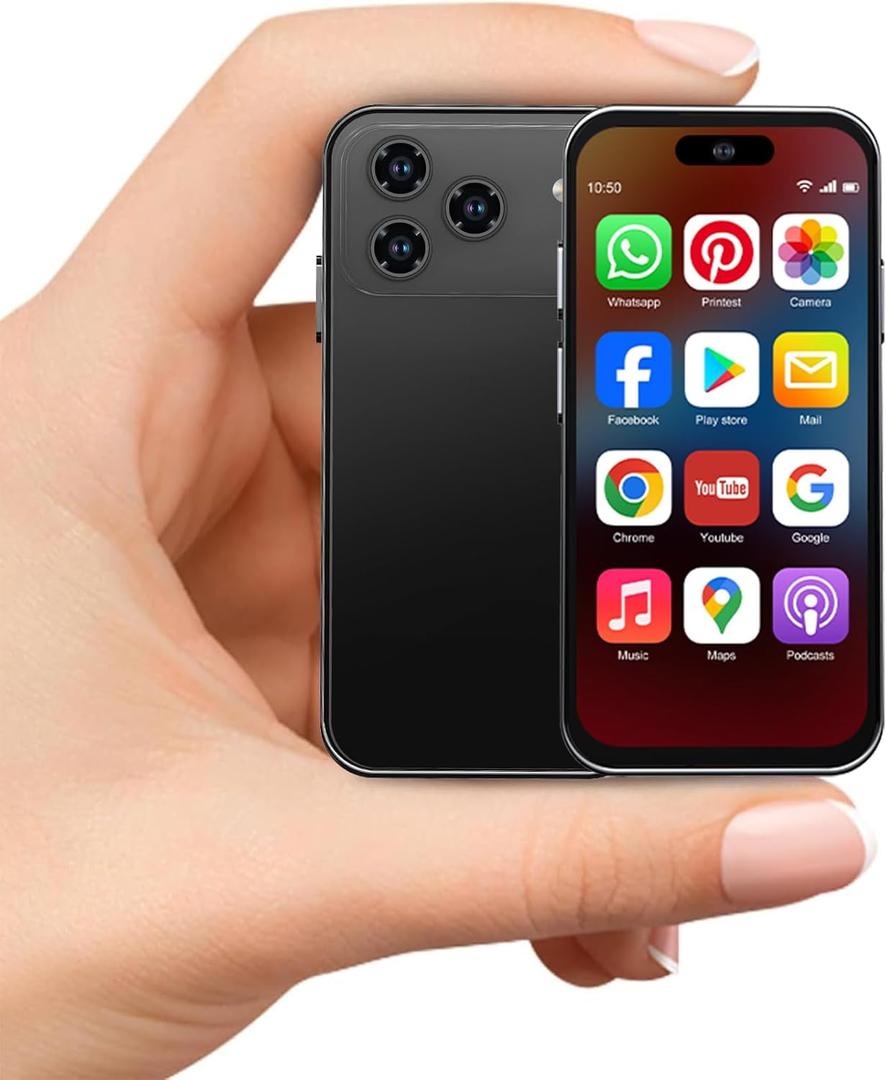 Mini Phone for Kids, Unlocked Kid Phone, 4.0 inch HD Touch Screen, 3GB+32GB, 4G, Dual SIM, Face ID, Android 10.0, GPS, Kids Smart Phone (Black)