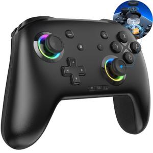 Enhanced Bluetooth Controller - Hall Effect Joysticks Wireless Game Controller - Work for Windows PC, Android Phone/TV, iPhone/iPad/Mac, Switch 2/Switch/Lite/OLED with Macro/Motors/6 Axis Gyro/Turbo