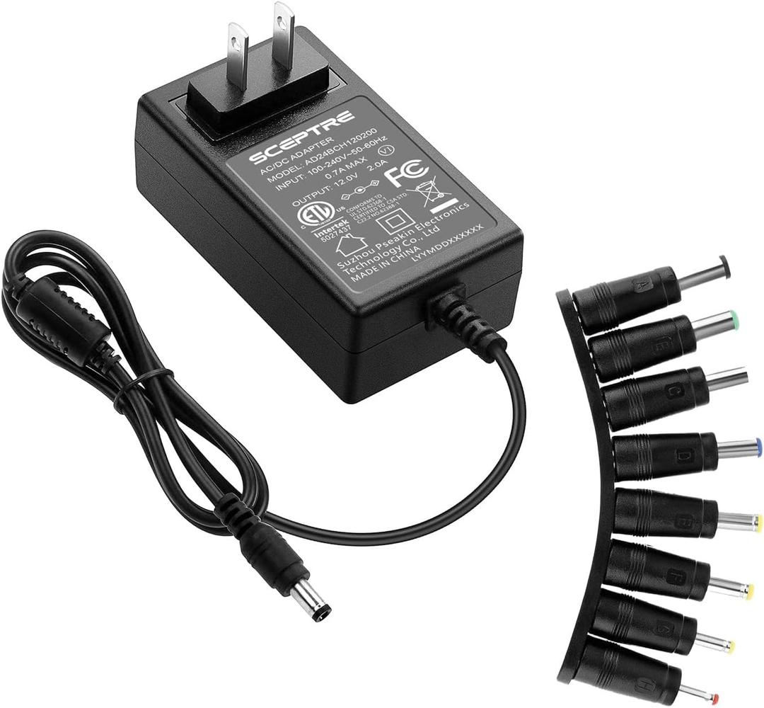 Kado Power Adapter 12V-2A 1.5A 1.25A 1A AC/DC Power Cord 5.5x2.1mm with 8 Tips Made for Sceptre Monitor, Echo Smart Speaker & Display, Webcam, Router, Mini PC, Projector, CCTV, Bluetooth Speaker Kado Power Adapter 12V-2A 1.5A 1.25A 1A AC/DC Power Cord 5.5x2.1mm with 8 Tips Made for Sceptre Monitor, Echo Smart Speaker & Display, Webcam, Router, Mini PC, Projector, CCTV, Bluetooth Speaker