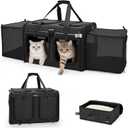 MIDOG 2 Cat Carrier with Litter Box, Expandable Dual Compartment Cat Carrier for 2 Cats, Large Soft Sided Double Pet Carrier for Car Travel, Moving