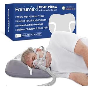 CPAP Pillow for Side & Back Sleepers – Adjustable Height Memory Foam Sleep Apnea Pillow with 5X Ergonomic Support Zones & Mask Accommodation, Grey