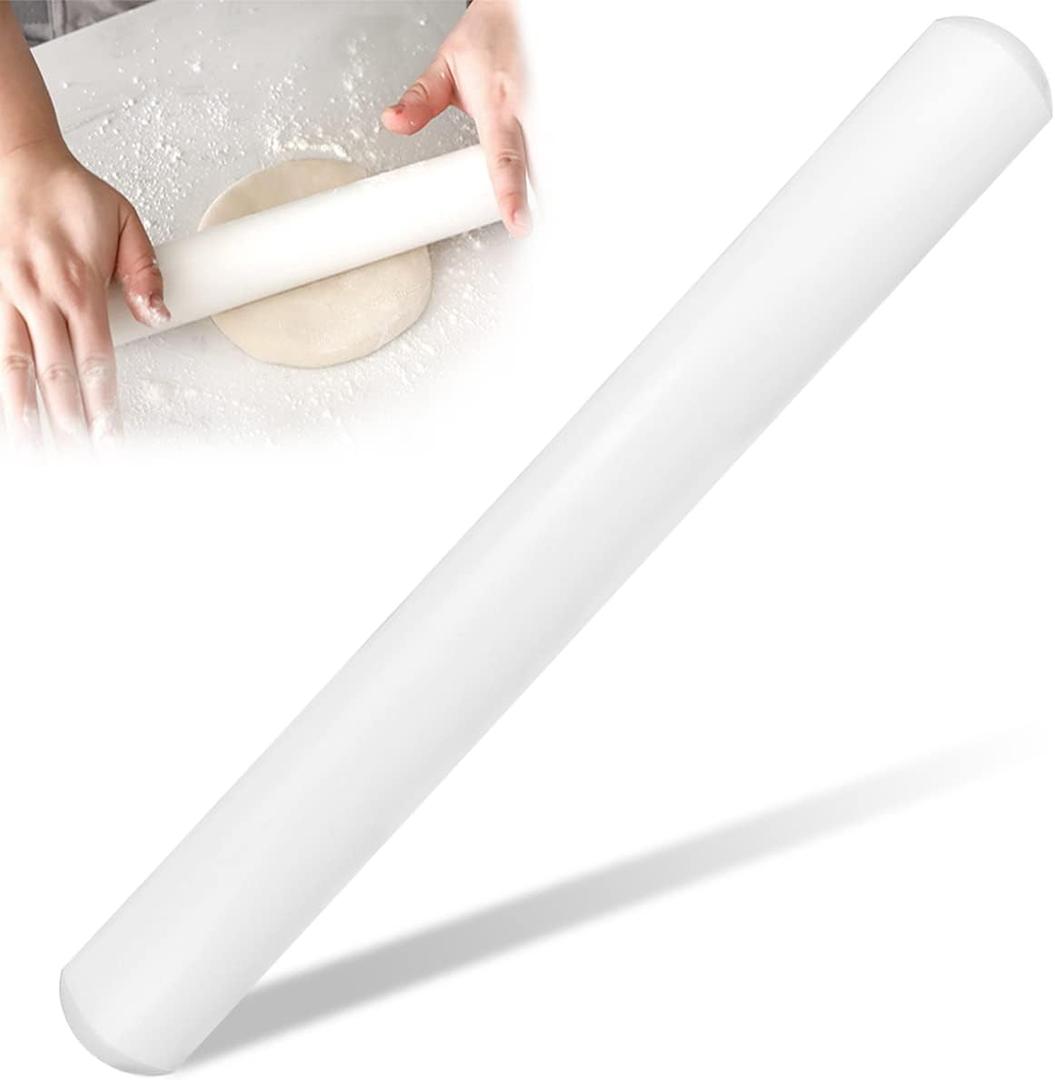 Silicone Rolling Pin Non-Stick Fondant Roller Kitchen Tool for Easy Rolling Pasta Baking Cookies Pastries Pizza Dough, 12.6Inch