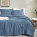 PHF 100% Cotton Muslin Comforter Set King Size  Ultra Soft, Breathable & Lightweight Bedding Set for All Seasons, 3 Pieces (1 Comfy Comforter 104"x90", 2 Pillow Shams 20"x36"), Captain's Blue