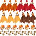 24 Pcs Fall Thanksgiving Napkins Rings Set 12 Pcs Washable Cloth Napkin 12 Pumpkin Napkin Rings Thanksgiving Cloth Towel Holders for Fall Party Banquet Wedding Dinner Table Decorations
