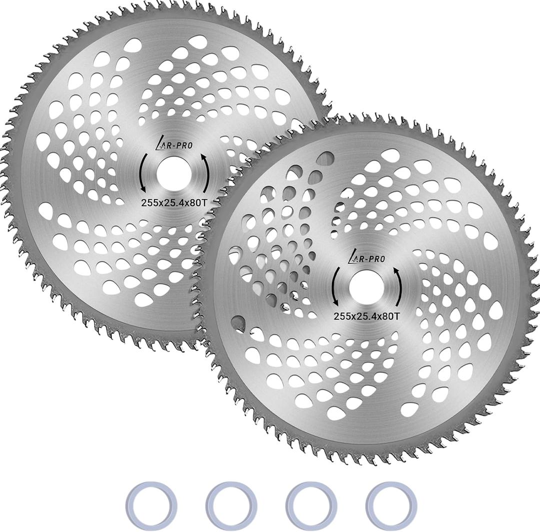 (2-Set) 10" x 80T Carbide Tip Brush Blades – for Cutter, Trimmer, Weed Eater | Made from Premium Stainless Steel That Lasts Long | Cuts Like Butter