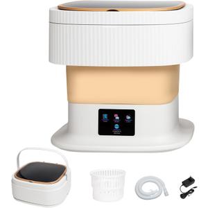 Portable Washing Machine Mini Washer for Apartments - Compact, Foldable Countertop Clothes Washer & Dryer Combo, Small Lavadora Portatil, Handheld Laundry Machine (Khaki, Large)