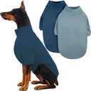 IECOii 2 Pack XXL Dog Fleece Sweater for Large Dogs, Warm Dog Turtleneck with Stretch for Pitbull Sweater, Fall Winter Pullover Dogs Sweatshirt with Sleeve, Indoor & Outdoor Sweaters for Walking, 2XL (Blue+ Lightblue)