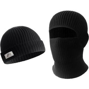 Skull Balaclava Face Mask 2 in 1 Winter Black Ski Mask Full Face Cover and Beanie Hats for Men