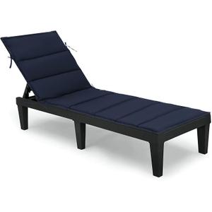 Foldable Outdoor Chaise Lounge Cushion,Water-Resistant Pool Lounge Chair Cushion,80 Inch Patio Reclining Sun Lounger Cushions (Navy)
