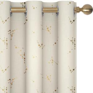 Deconovo Blackout Curtains, Gold Foil Print,Thermal Insulated, Noise-Reducing Grommet Drapes for Bedroom & Living Room, 2 Drapes, Soft Drape, Room-Darkening Window Panels, Light Beige, 42x54 Inch