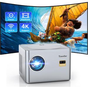 Projector 4K,Auto Focus/KeystoneProjector with WiFi and Bluetooth, Native 1080P 800ANSI Outdoor Movie Projector, Auto 6D Keystone & 50% Zoom, Mini Projector for Bedroom/Home Theater with USB, HDMI