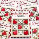 Valentines Day Cards for Kids School - 12 Pack Valentines Cards with Wooden Tic Tac Toe - Funny Valentine Exchange Gift for Boys Girls Toddler Classroom Party Favors