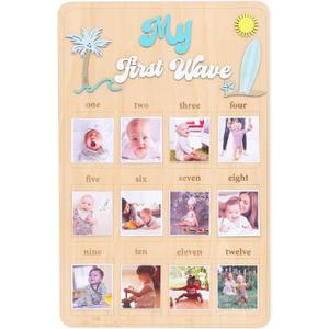 My First Year One Year of Photo Board - The Big One Surf First Birthday Decoration,One Year of Photo Surf Board,Beach Themed First Monthly Milestone Photo Board Birthday Photo Sign