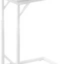 C-Shaped End Table, Small Sofa Table with Metal Frame, Adjustable Height Side Table for Couch, Living Room, Bedroom, Bedside (White, Large)