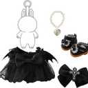 4 Piece Dress Set for Monster Dolls 2025 Halloween Gothic Costume Rock n Roll Style Black Lace (No Doll) (Black Shoe Set)