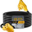 Toptozl 25ft EV Charger Adapter Cord Compatible with NEMA 10-30P to 14-50R, 30 Amp 3 Prong Dryer Male to 50 Amp 4 Prong EV Female for Level 2 or Telsa Charging, ETL Listed