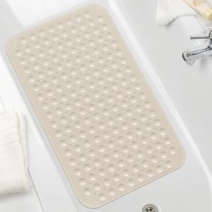 OTHWAY Non-Slip Bathtub Mat, 31"x19", TPE with Drain Holes & Suction Cups, Kids & Elderly Safe (Apricot)