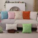 DFXSZ Easter Pillow Covers 18x18 inch Easter Decoration Beige Rabbit Soft Plush Faux Fur Jacquard Throw Pillows for Bedroom Sofa Holiday Festivals Home Decor FHJ-013C18