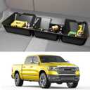 KINGGERI Under Seat Storage Boxes - Compatible with 2019-2026 Dodge Ram 1500 Crew Cab (Not for Classic), Heavy Duty Upgraded Rear Under Back Seat Storage Truck Cargo Black Tool Box Organizer